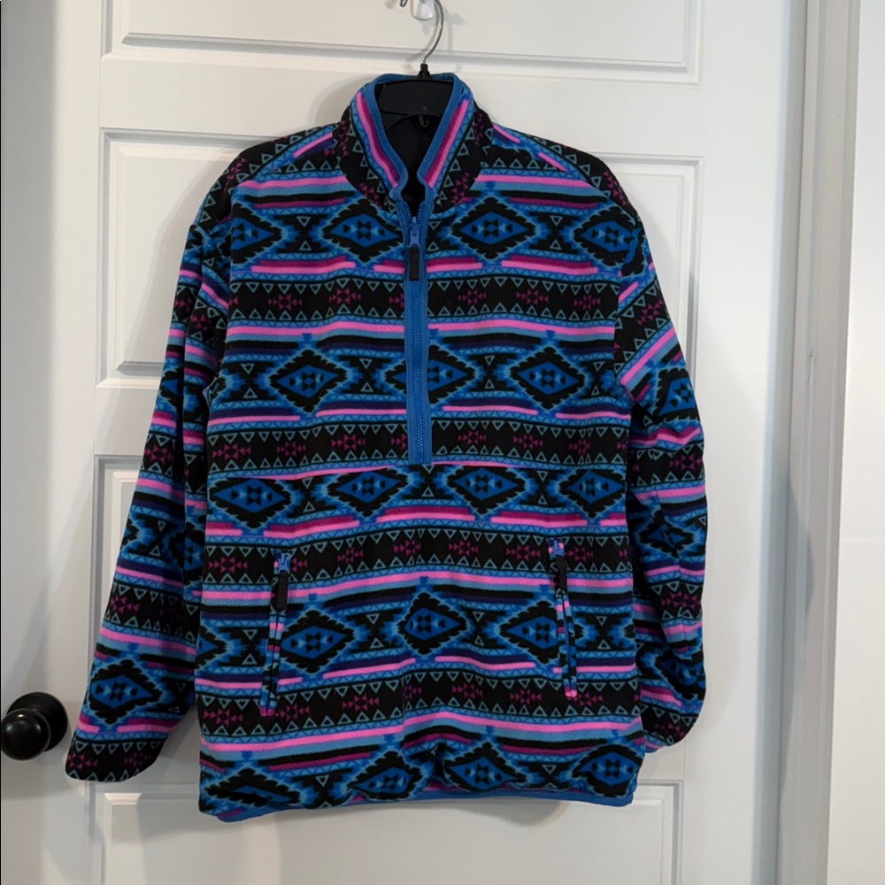 CHUBBIES WEEKEND 1/2 ZIP REVERSIBLE FLEECE JACKET KANGAROO POCKET WARM FLEECE SM